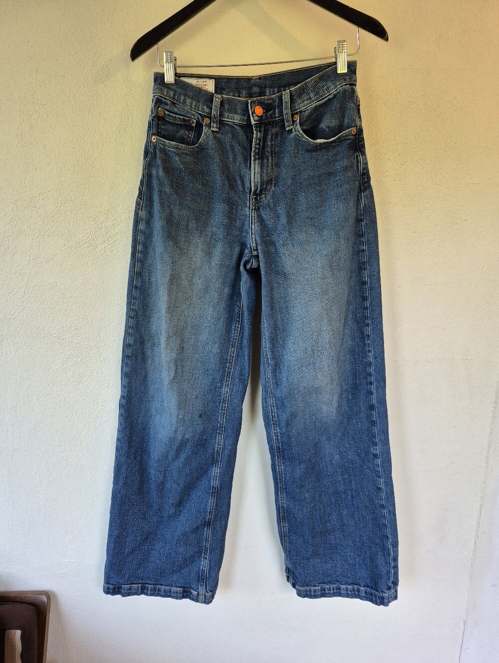 Gap High Stride Sportif Jeans Size 0 25 Wide Leg 99% Cotton